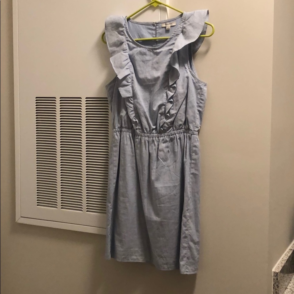 Madewell Chambray Ruffled Dress, Size 2